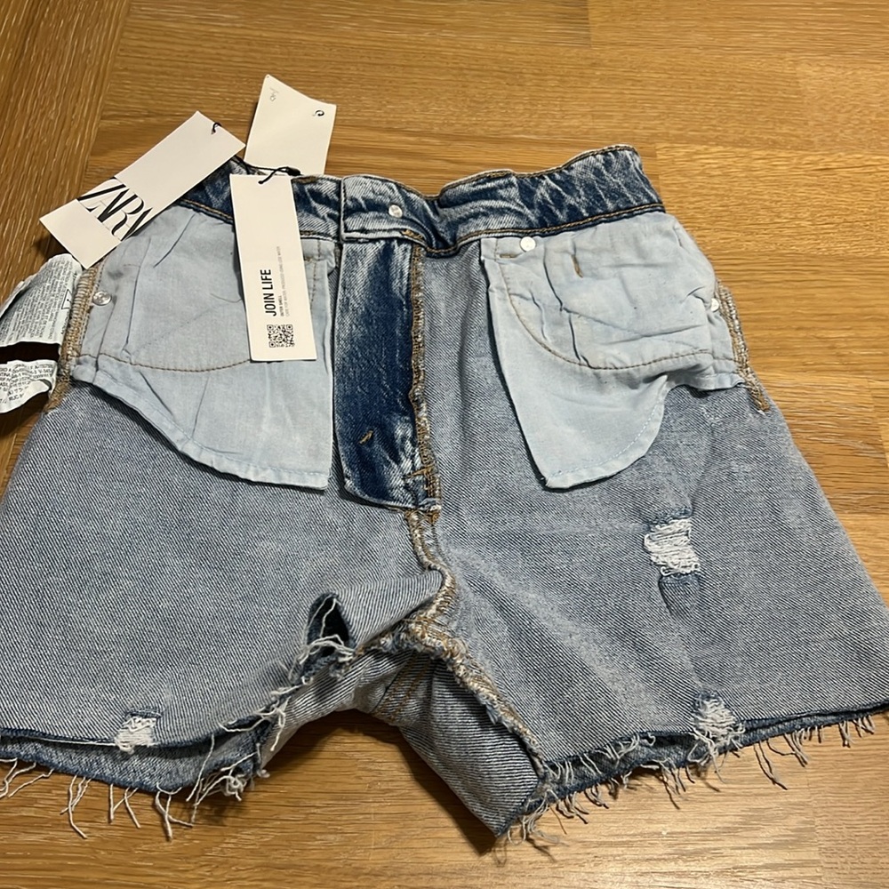 Zara Shorts Jeans Denim Blue Distressed Women Shorts jeans size 2 NEW - Picture 15 of 15